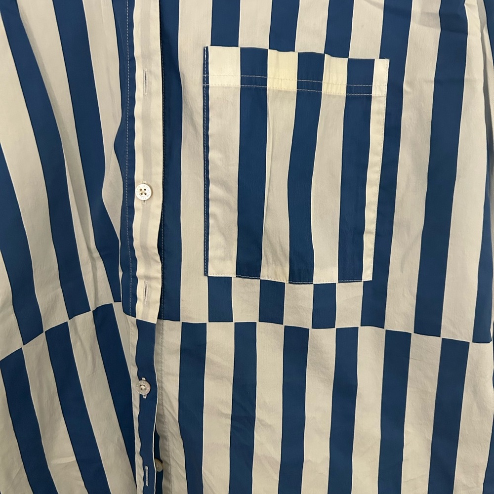 AYR Deep End Blue and White Striped Button Down Shirt in Large - Picture 5 of 6